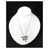 DESIGNER BLUE TOPAZ AND OPAL DRAGONFLY NECKLACE