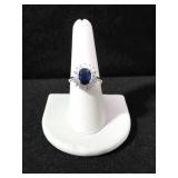 OVAL CUT LAB CREATED SAPPHIRE DINNER RING