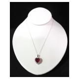 3.22 CT. HEART CUT LAB CREATED RUBY NECKLACE