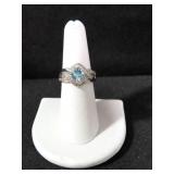 SQUARE CUT BLUE TOPAZ DINNER RING