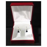 LAB CREATED SAPPHIRE AND DIAMOND EARRINGS