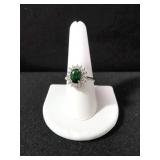 OVAL CUT LAB CREATED EMERALD ESTATE RING
