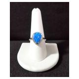 PEAR CUT BLUE OPAL EVENING RING