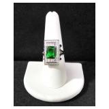 CUSTOM LAB CREATED EMERALD ESTATE RING