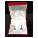 OVAL CUT LAB CREATED TANZANITE DINNER EARRINGS