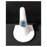 LAB CREATED BLUE TOPAZ EVENING RING