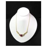 LAB CREATED RUBY AND DIAMOND EVENING NECKLACE