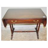 MAHOGANY ONE DRAWER DESK WITH DROP SIDES