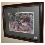 "SLEEPING CAT IN GARDER" PRINT BY JANET KRUSTKAMP