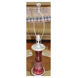 BOHEMIAN GLASS (RED CUT TO CLEAR) TABLE LAMP NO
