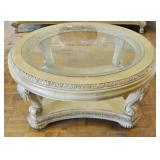 FRENCH STYLE, BUN FEET ROUND COCKTAIL TABLE WITH