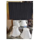 MIRRORED BASE TABLE LAMP AND 2 MISMATCHED MINI
