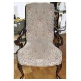 QUEEN ANNE STYLE UPHOSTERED ARM CHAIR