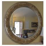 ROUND DECORATIVE BEVELED GLASS WALL MIRROR