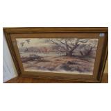 "DUCKS IN FLIGHT" PRINT BY JOHN E. BRADLEY FRAMED