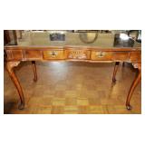 MAHOGANY, SHELL FOOT QUEEN ANNE STYLE DESK WITH