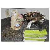 GROUPING: CAT COOKIE JAR, COVERED CAKE PLATE,