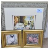 4 KITTY CAT PRINTS FRAMED AND MATTED