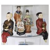 GROUPING: CHINESE FIGURINES AND FAN