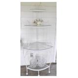 WROUGHT IRON AND GLASS CORNER BAKERS RACK