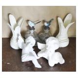 GROUPING: VASES, ANGELS AND BIRD TOP BOTTLES