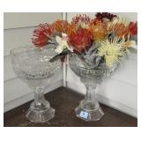 2 CENTERPIECE COMPOTE CRYSTAL VASES