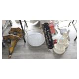 GROUPING: COMPOSITE WALL SHELVES, PLATE RACK,