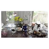 GROUPING: TABLE LOT OF CANDLES, CANDLE STICKS,