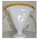 FENTON AMBER CREST VASE