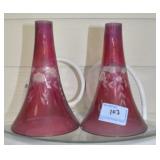 PAIR BOHEMIAN GLASS FLUTES FOR VASES