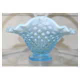 FENTON HOBNAIL BLUE OPALESCENT GLASS COMPOTE