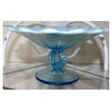 BLUE OPALESCENT GLASS CANDY DISH