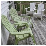 2 WOOD AND 2 PLASTIC ADIRONDACK CHAIRS