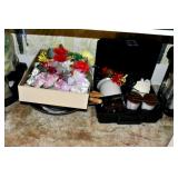 COFFEE POT, CROCK POT, ARTIFICIAL FLOWERS, ETC