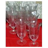 12 PIECES ETCHED STEMWARE