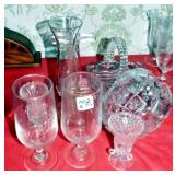 2 BASKETS, VASES, CROSS ETC