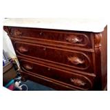 FOUR DRAWER WALNUT VICTORIAN DRESSER HAND CARVED