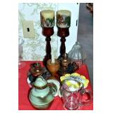 OIL LAMPS, TRINKET BOXES ETC