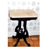 VICTORIAN MARBLE TOP SIDE TABLE 20" W X 14" D X