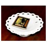 SILHOUETTE & MILK GLASS COMPOTE