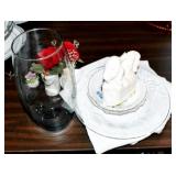 PLATES, VASE, FIGURINE
