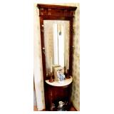 MARBLE TOP HALL STAND WITH MIRRORED BACK 24" W X