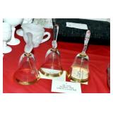 3 GOLD ON CRYSTAL BELLS FROM THE DANBURY MINT
