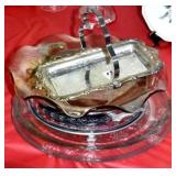 BOWL, SILVER PLATE PCS, GLASS TRAYS