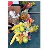 ARTIFICIAL FRUIT, CANDLEHOLDERS, GLASSWARE