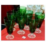 SET OF 8 "COLONIAL DAME" WATER GOBLETS FOREST