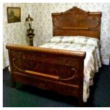 OAK FULL SIZE BED WITH BOX SPRING & MATTRESS