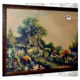 LANDSCAPE PRINT AND OCTAGON WALL MIRROR MIRROR
