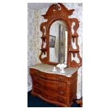 VICTORIAN MARBLE TOP DRESSER WITH MIRROR