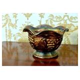 IMPERIAL "GRAPE" CARNIVAL GLASS BOWL IN AMETHYST